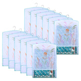 Kuber Industries Hanging Saree Cover | Brush Painting Pattern Saree Cover | Non-Woven Saree Covers for Home | Saree Cover with Small Transparent view | Pack of 12 | Green